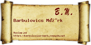 Barbulovics Márk névjegykártya